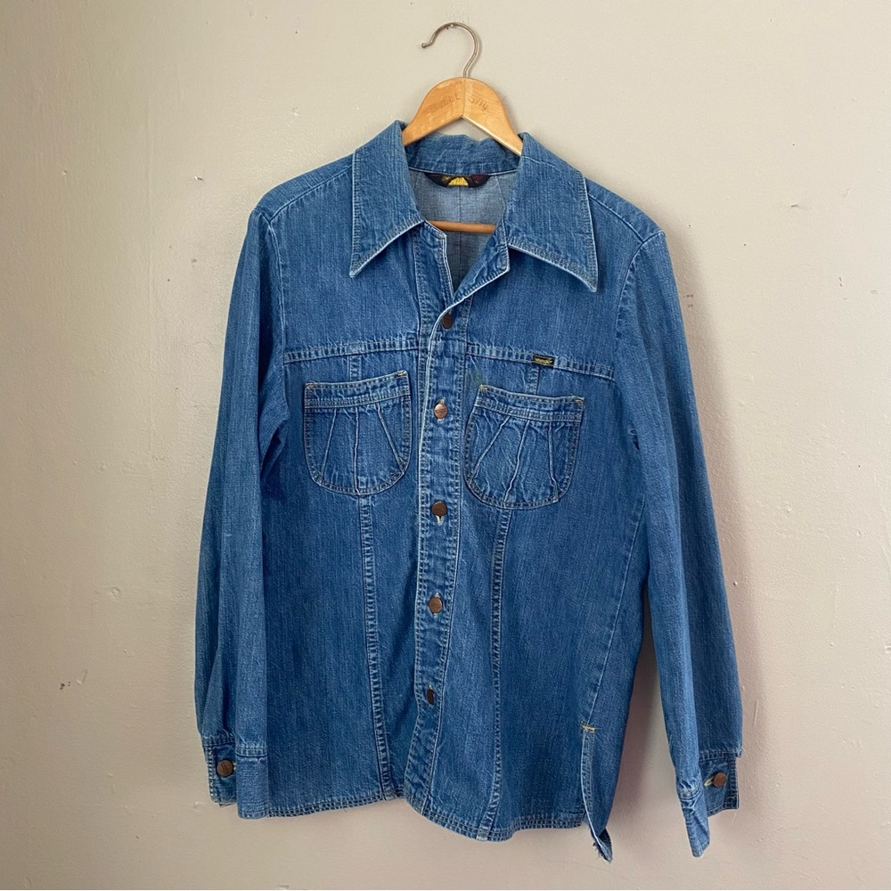 Vintage Wrangler Wrapid Transit 1970s Button Front Denim Jacket - Large